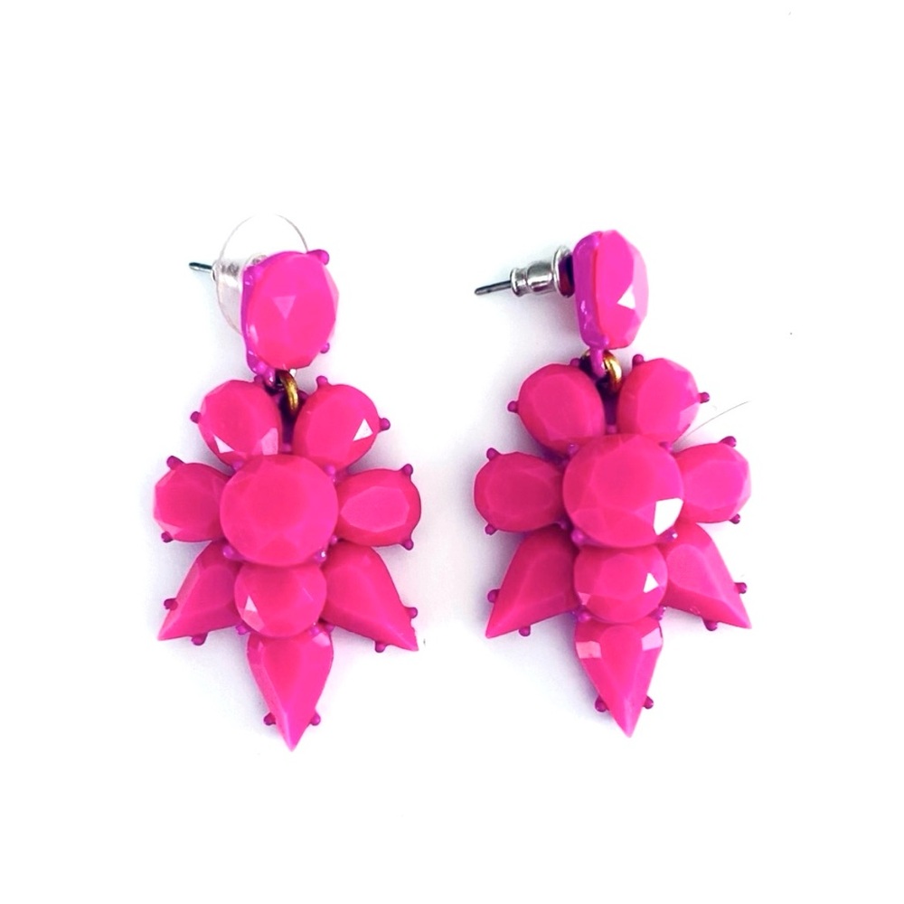 J. Crew Bright Pink Statement Earrings EUC